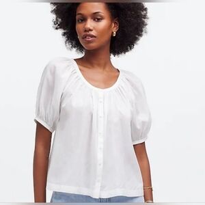 Madewell Romantic Feminine White Puff Sleeve Blouse Size Xs